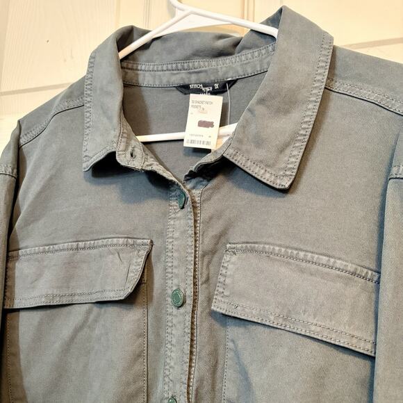 Stitch Fix Gray Shacket Utility Jacket Womens XL Button Front Pockets NWOT - Picture 3 of 4